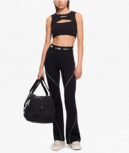 L/AB c/o Off-White™ Logo Black Layered Cutout Crop Top