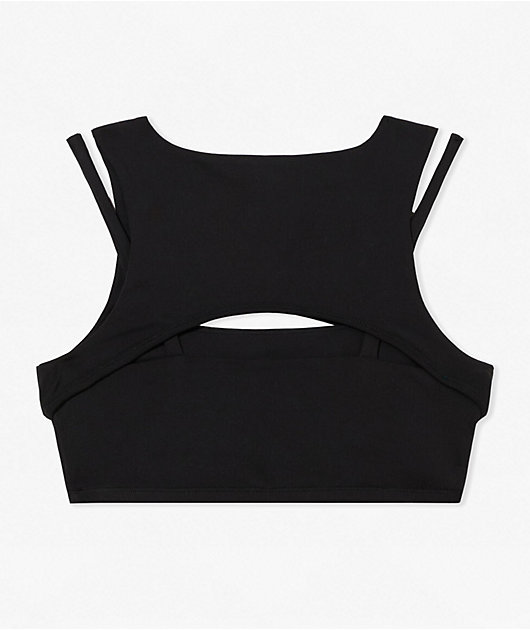 L/AB c/o Off-White™ Logo Black Layered Cutout Crop Top