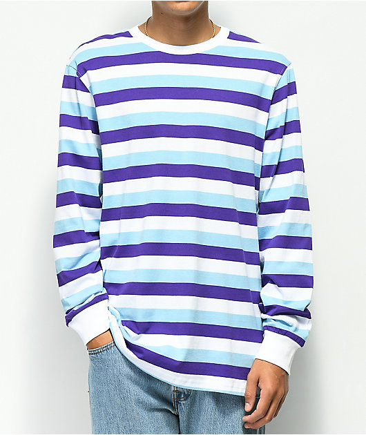 blue white striped long sleeve shirt