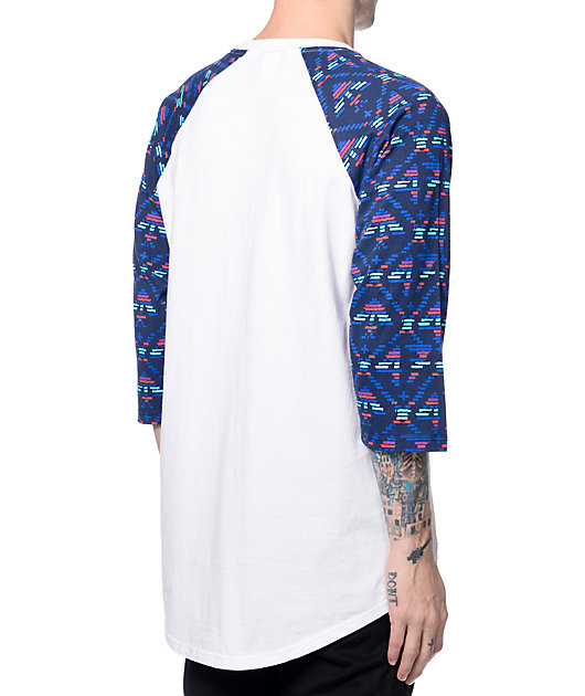 LRG Scribe White & Navy Baseball T-Shirt