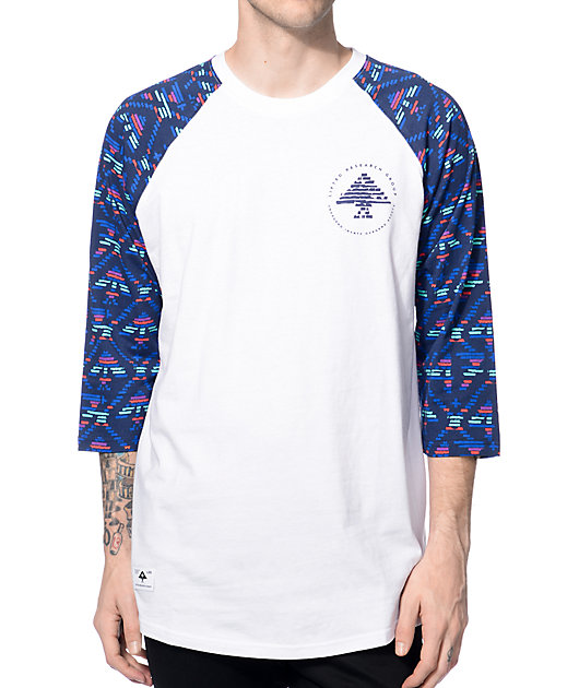 LRG Scribe White & Navy Baseball T-Shirt