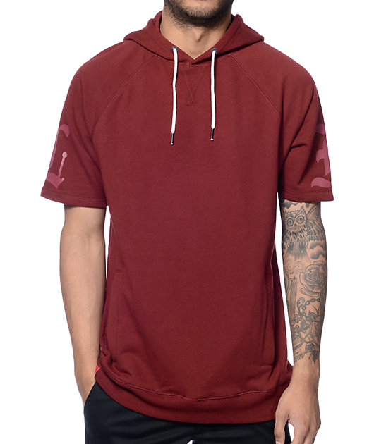 red short sleeve hoodie