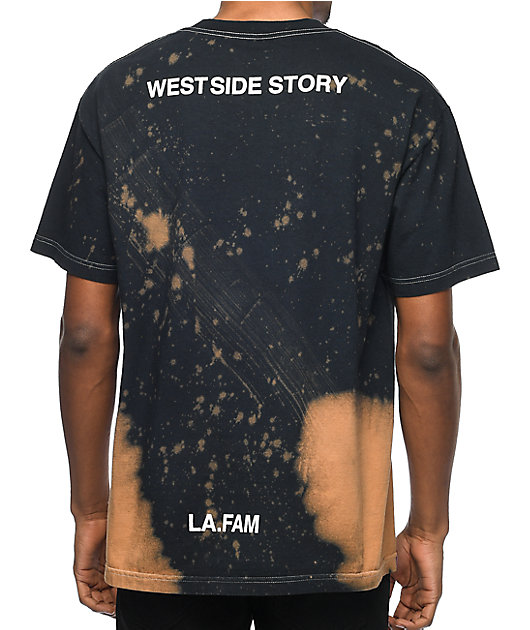 bleach splatter black shirt