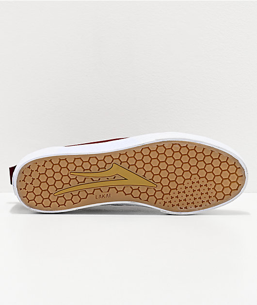 Lakai Bristol Burgundy & Gold Suede Skate Shoes
