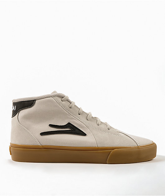 Lakai Flaco II Mid White & Gum Suede Skate Shoes
