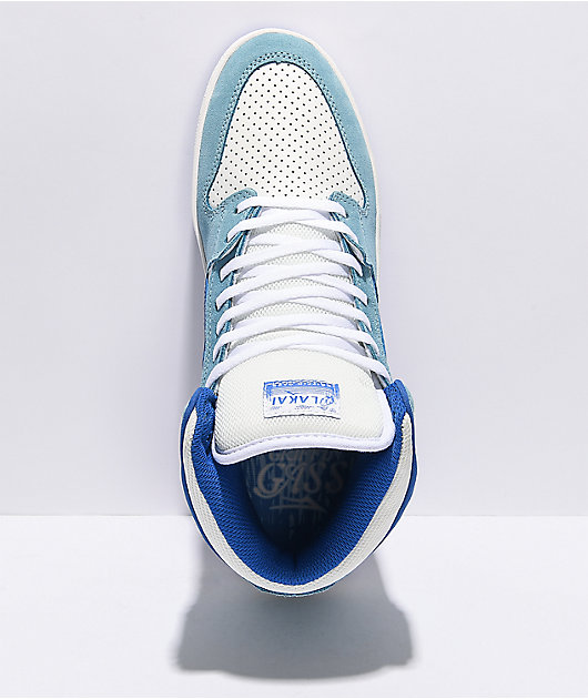 Lakai Gass Telford White & Light Blue Suede High Top Skate Shoes