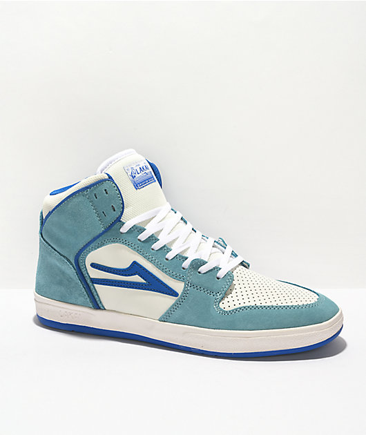 Lakai Gass Telford White Light Blue Suede High Top Skate Shoes