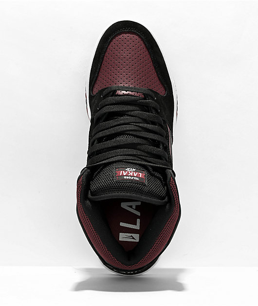 Lakai Telford Black & Burgundy Suede Skate Shoes