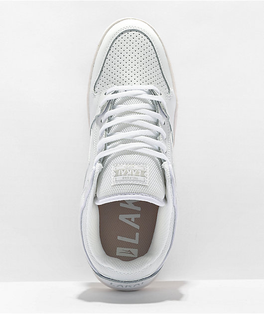 Lakai Telford Calzado de skate de cuero blanco de caña baja