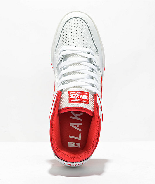 Lakai Telford Low White & Red Skate Shoes