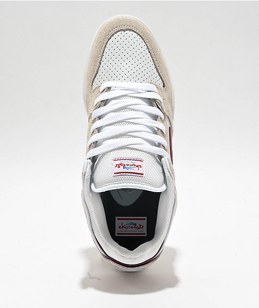 Lakai x Chocolate Telford Low Red & White Skate Shoes