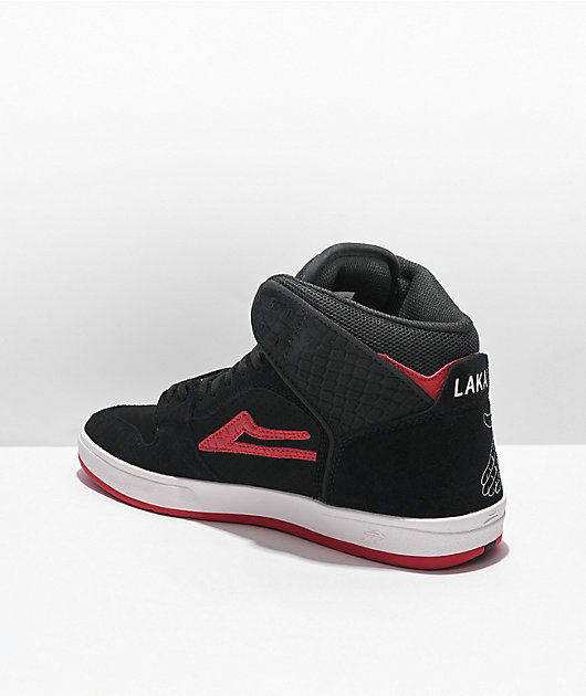 Lakai x Doomsayers Telford Black & Red High Top Skate Shoes | Zumiez