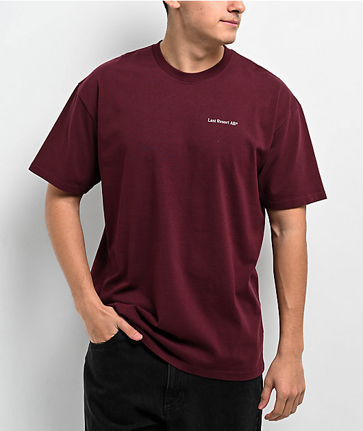 【 Last Resort AB】 Last Resort AB 5050 Tee Last Resort AB Atlas Monogram Burgundy T-Shirt | Zumiez