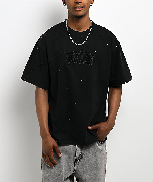 Learn To Forget Arch Logo Rhinestone Black T-Shirt
