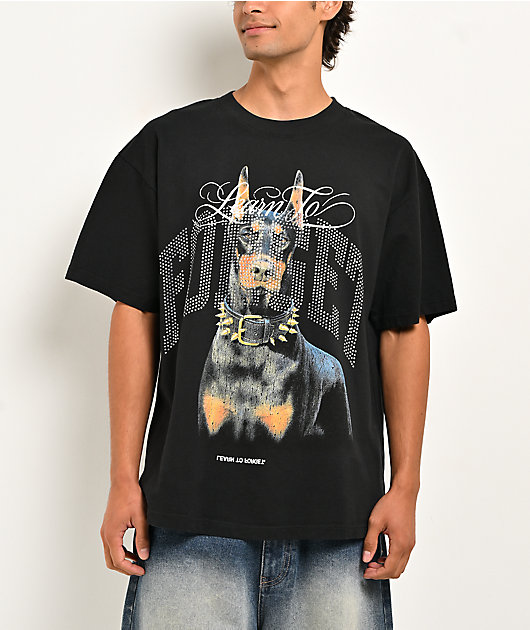 Learn To Forget Big Dog Rhinestone Black T-Shirt