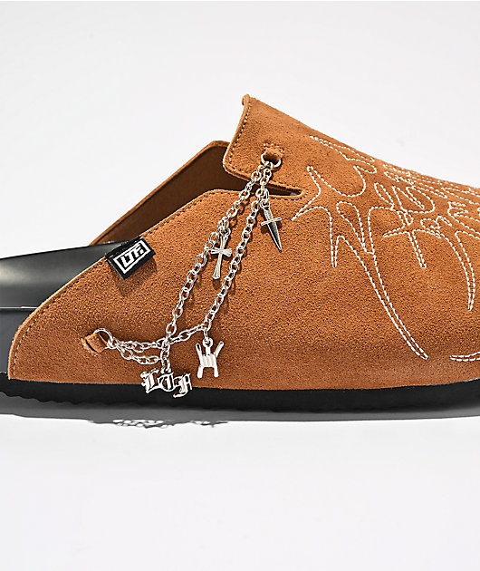 Learn To Forget Cyberchain Brown Mule Sandals