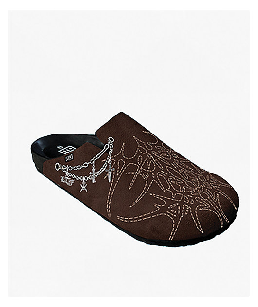 Learn To Forget Cyberchain Brown Mule Sandals