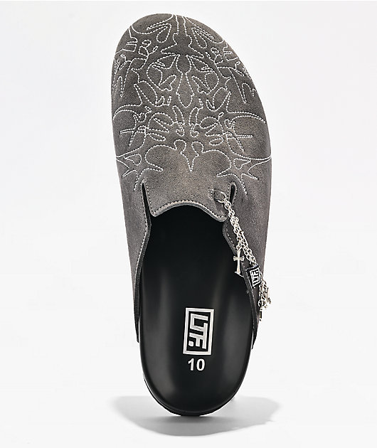 Learn To Forget Cyberchain Grey Mule Sandals