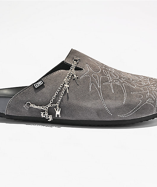 Learn To Forget Cyberchain Grey Mule Sandals