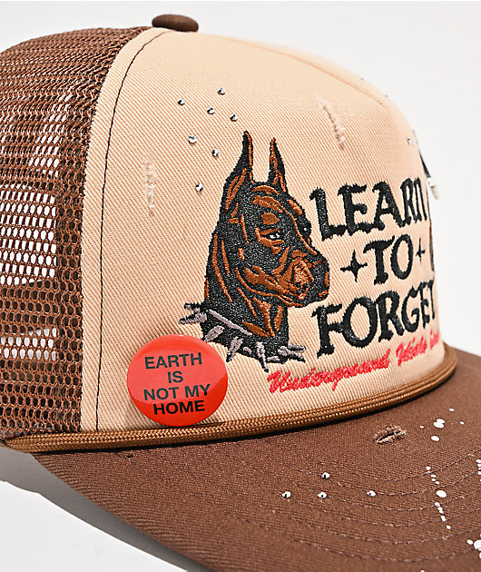 Learn To Forget Pitbulls Brown & Beige Trucker Hat