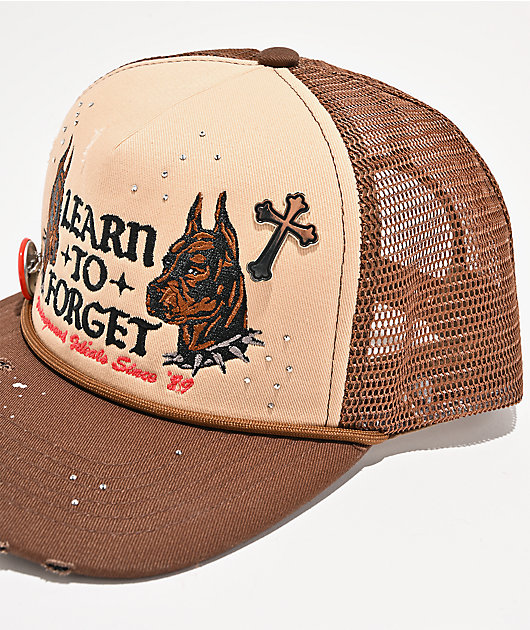 Learn To Forget Pitbulls Brown & Beige Trucker Hat