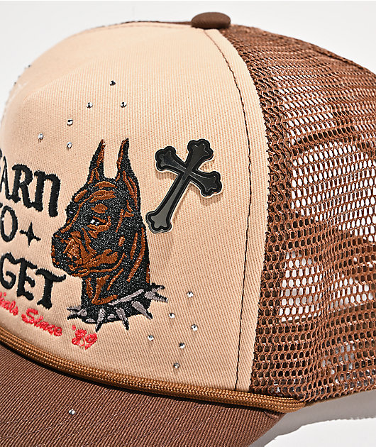 Learn To Forget Pitbulls Brown & Beige Trucker Hat
