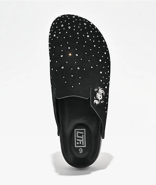 Learn To Forget Rhinestone Black Mule Sandals
