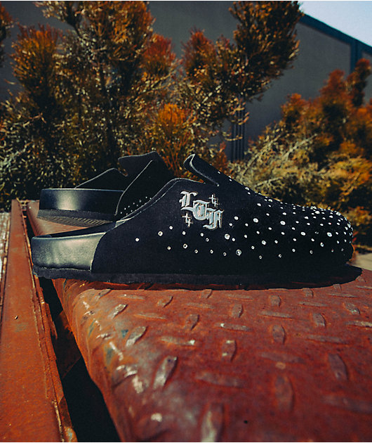 Learn To Forget Rhinestone Black Mule Sandals