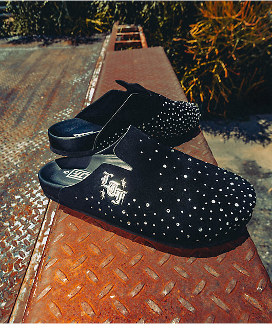 Learn To Forget Rhinestone Black Mule Sandals