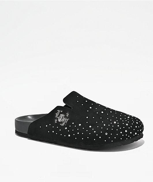 Learn To Forget Rhinestone Black Mule Sandals