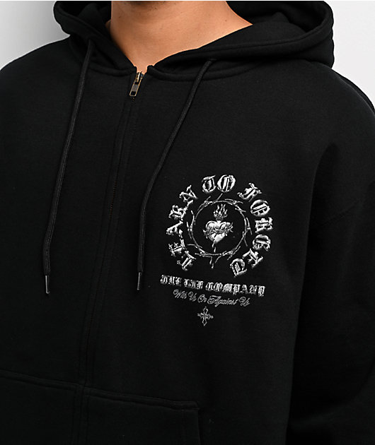 Learn To Forget Sacred Chrome Black Zip Hoodie
