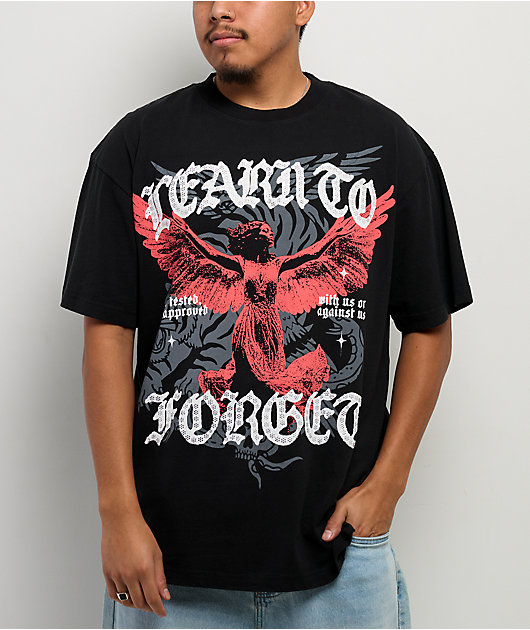 Learn To Forget Saint Angela Rhinestone Black T-Shirt | Zumiez
