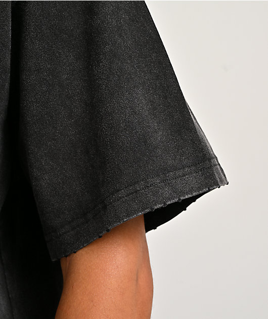 Learn To Forget Thrashed Studded Black Wash T-Shirt