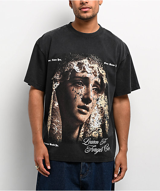 Learn To Forget Weeping Mary Black Wash T-Shirt | Zumiez