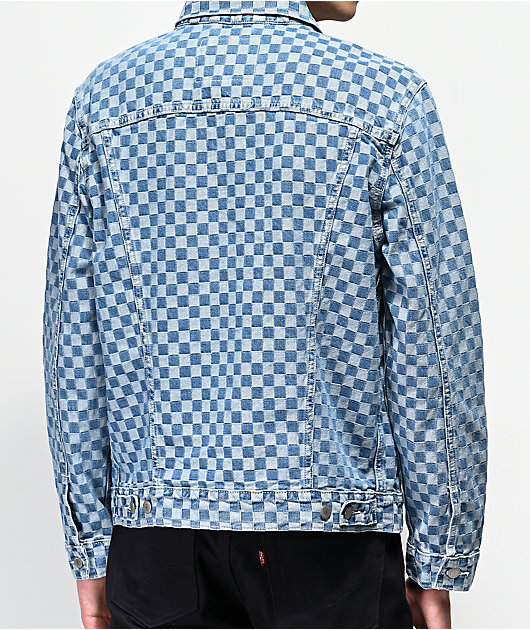 checkered jean jacket