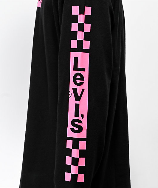 Levis Boxtab Logo camiseta de manga larga negra rosa
