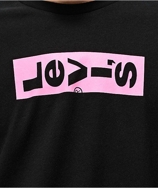 Levis Boxtab camiseta de larga negra rosa