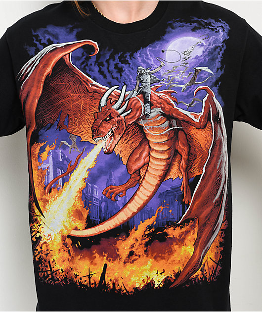 Liquid Blue Dragon Black T-Shirt