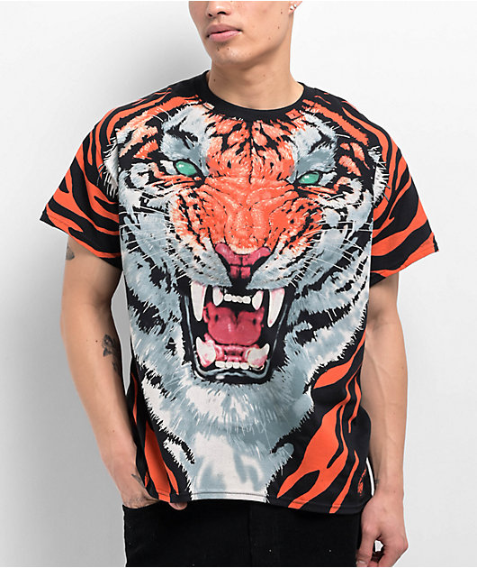 Liquid Blue Tiger Black T-Shirt