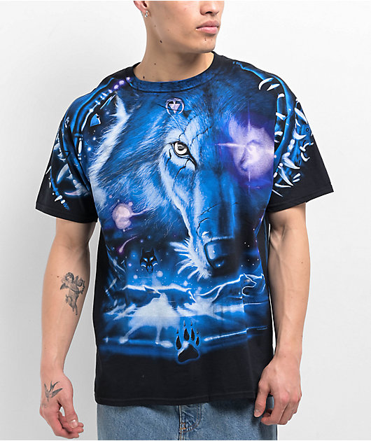 Liquid Blue Wolf Black T-Shirt | Zumiez
