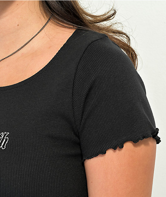 Liquid Death Arched Logo Black Crop T-Shirt