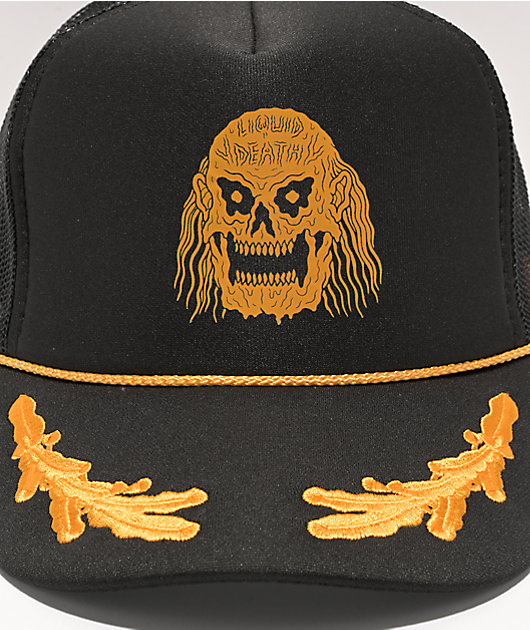 Liquid Death Skullet Black & Gold Trucker Hat