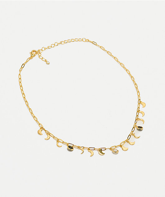 Little Rooms Moon Phase 14" Gold Necklace