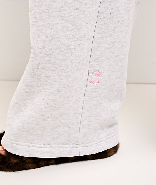 Lonely Ghost Text Me When You Get Lonely Heather Grey Wide Leg Sweatpants