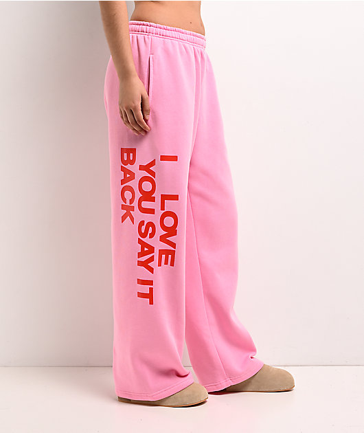 Lonely Ghost Ways To Say ILY Pink Wide Leg Sweatpants