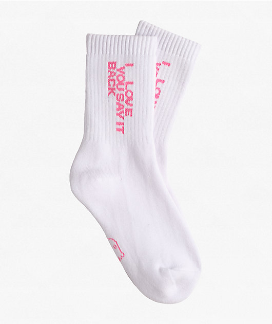 Lonely Ghost Ways To Say ILY White Crew Socks