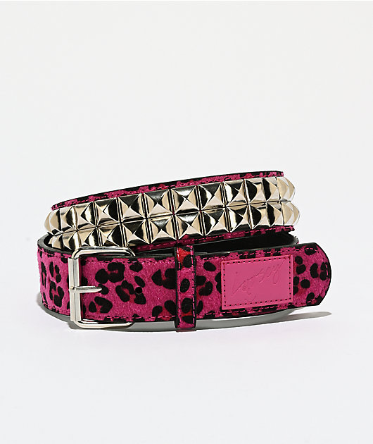 666 豹柄ウォレット PUNK Loosey Pink Cheetah Stud Belt | Zumiez