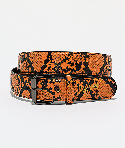 Loosey Slither Orange Snakeskin Belt | Zumiez