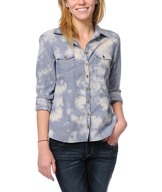 acid wash denim shirt womens