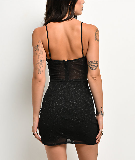 Lovesome Corset Black Glitter Dress